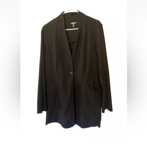 Eileen Fisher Black Blazer Longline Womens Large  Dark Academia Minimalistic